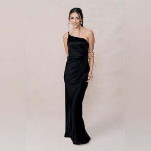 NWT Revelry Black Satin Bridesmaids Dress | Size 12
